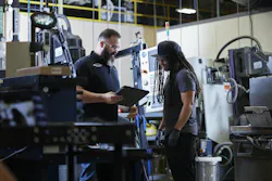AJ Ganino, Director of Operations and Kaleb Hines at Bullen’s ultrasonic machines.