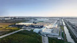 Aerial view of Tesla's Shanghai Gigafactory.